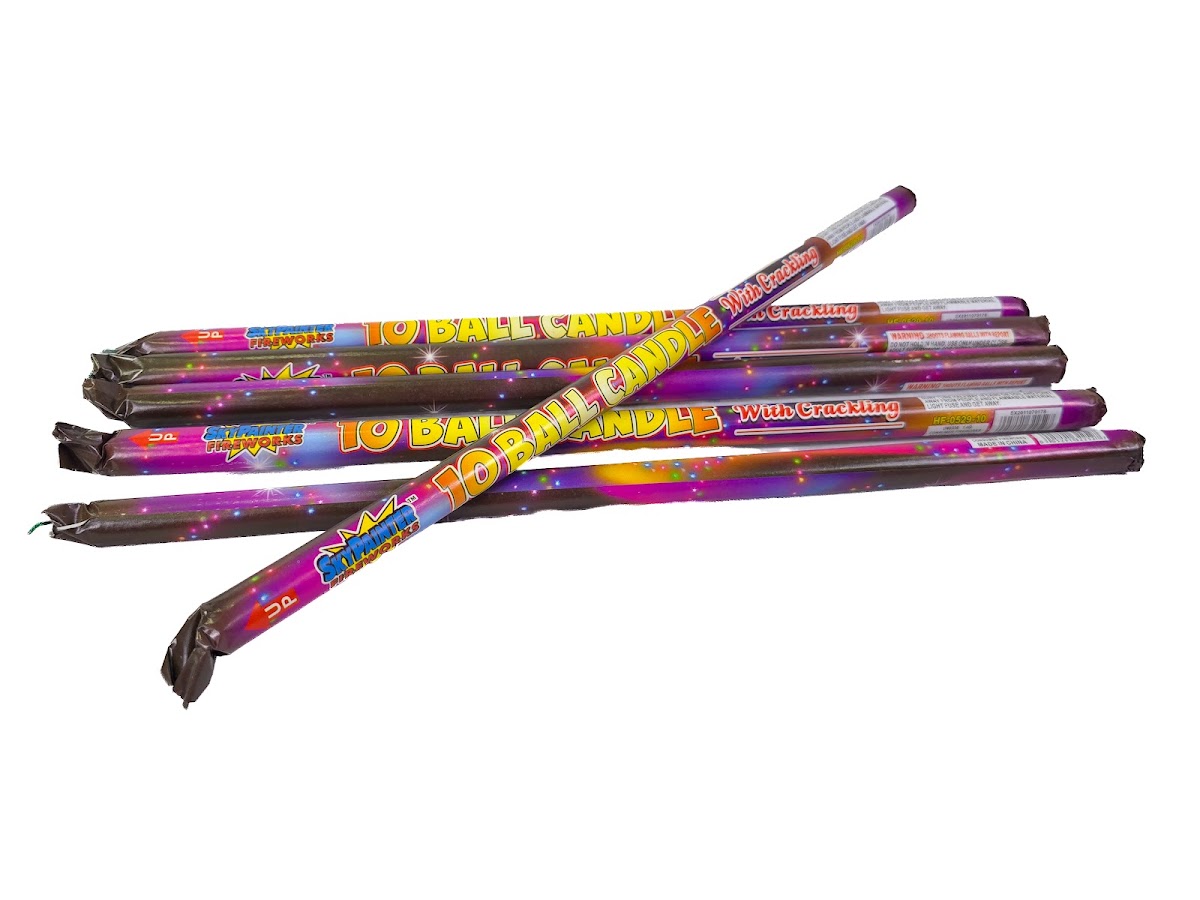 10 Ball Roman Candle w/Crackle
